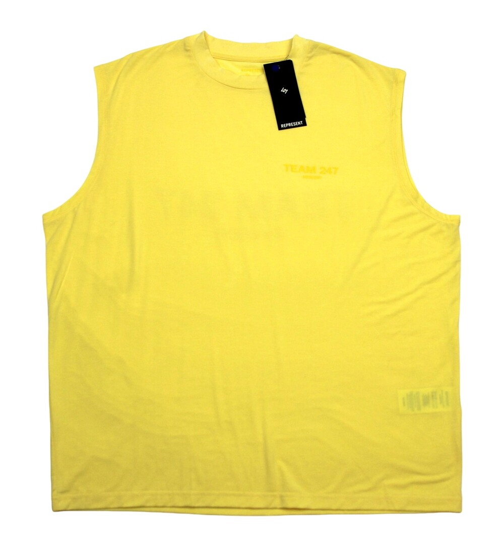 Represent Team 247 Oversized Tank Top Mens XL Yellow Stretch Jersey Drirelease